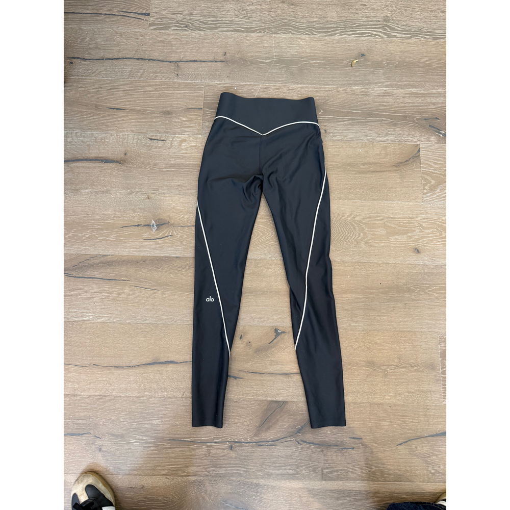 Alo Yoga Black Leggings with White Piping Size S - Picture 5 of 5